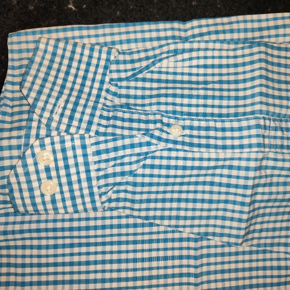 Ben Sherman Long Sleeve Button Down Checkered Haint Blue Shirt - Picture 7 of 9